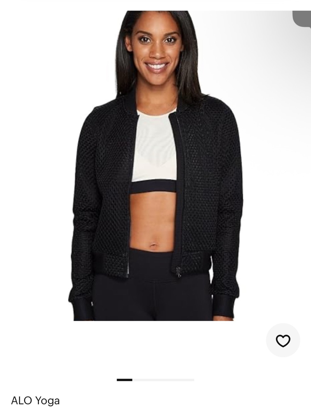 ALO Yoga Black Myth Textured Knit Bomber Jacket